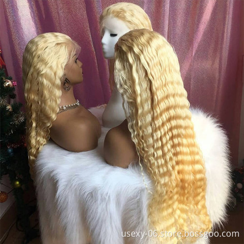 Full lace glueless colorful natural 613 virgin hair human hd lace front wig vendors deep wave wig human hair blonde wigs